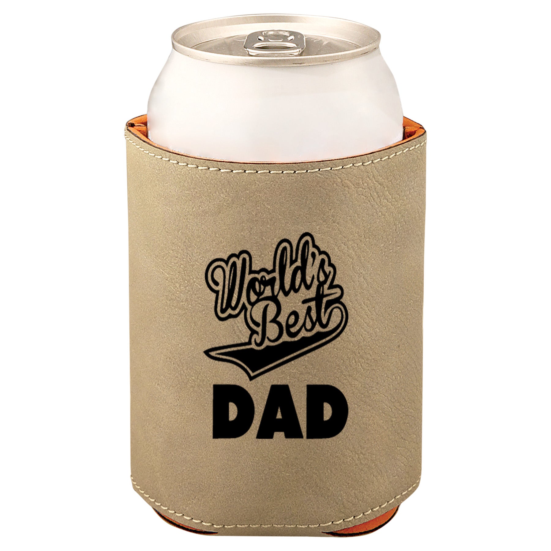 World's Best Dad Leatherette Koosie-Tan