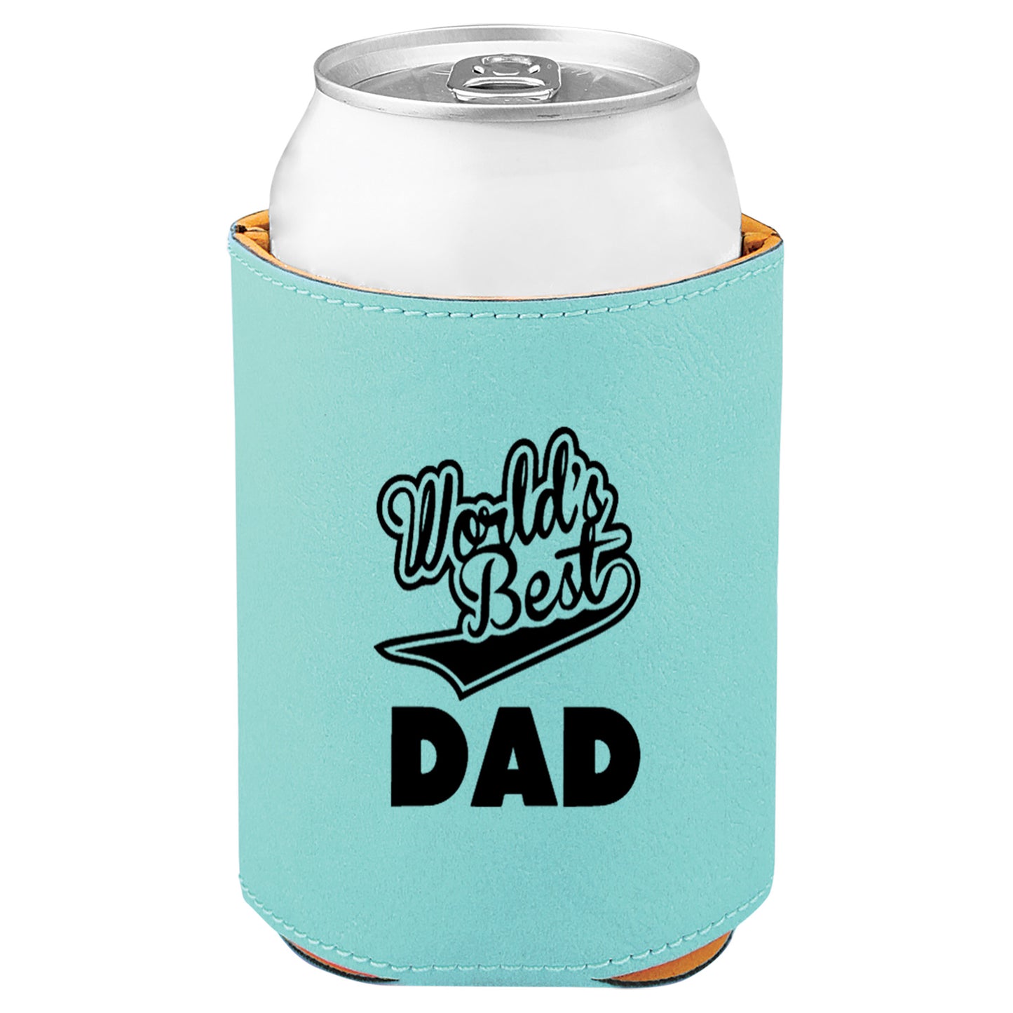 World's Best Dad Leatherette Koosie-Teal