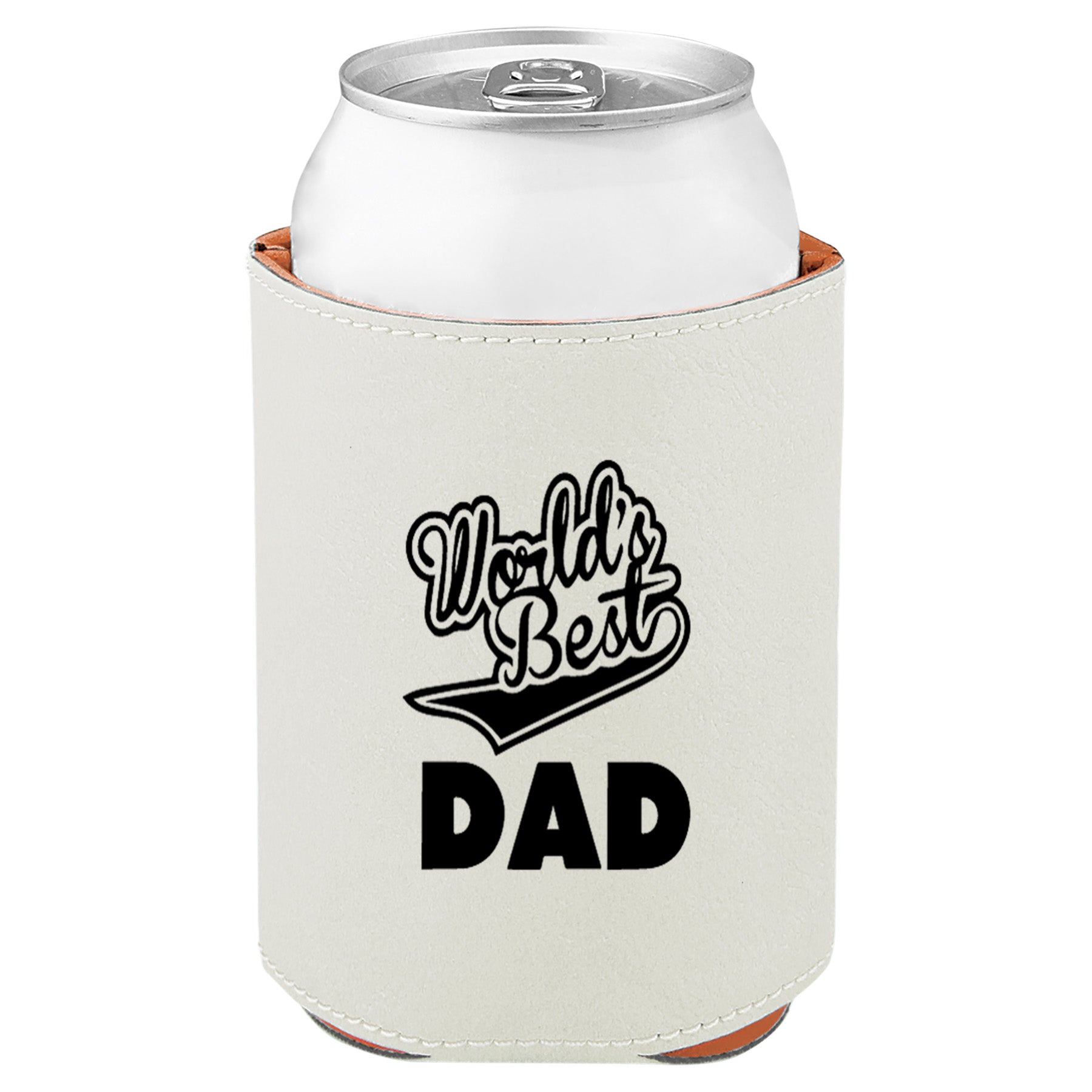 World's Best Dad Leatherette Koosie-White