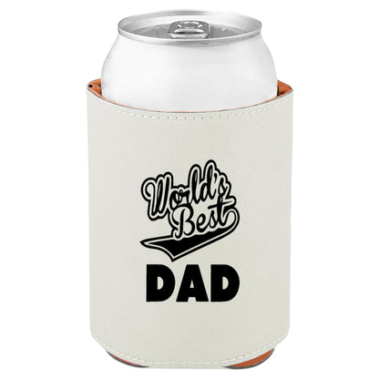 World's Best Dad Leatherette Koosie-White