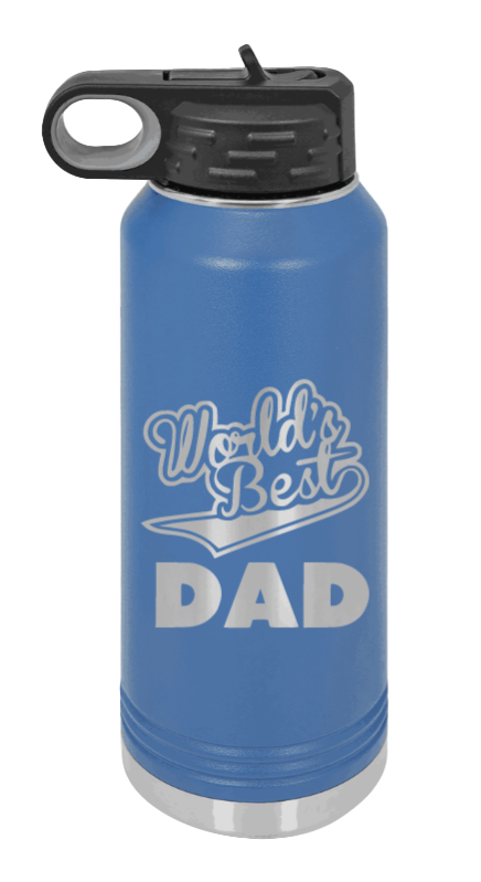 World's Best Dad - 32oz Water Bottle Laser Engraved- Royal Blue