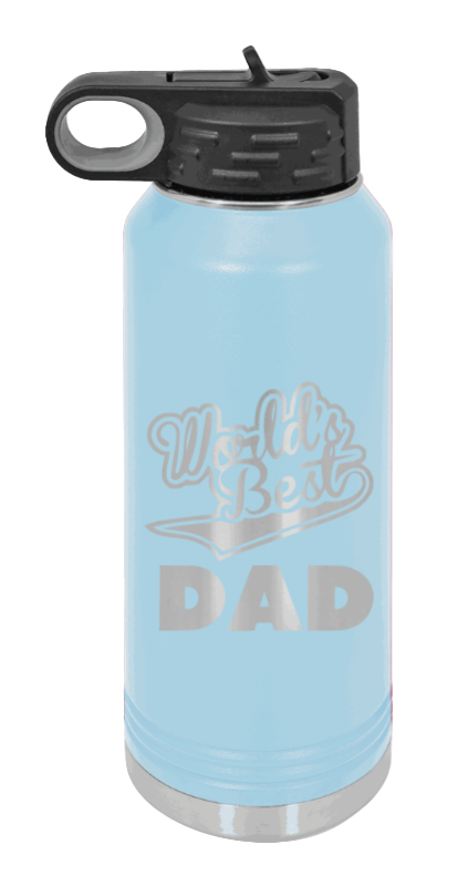 World's Best Dad - 32oz Water Bottle Laser Engraved- Light Blue