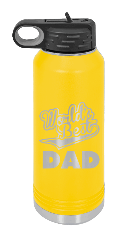 World's Best Dad - 32oz Water Bottle Laser Engraved- Yellow