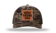 Load image into Gallery viewer, Hero Friend Dad Leather Patch Richardson 112PFP Camo Hat
