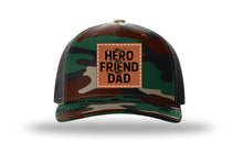Load image into Gallery viewer, Hero Friend Dad Leather Patch Richardson 112PFP Camo Hat
