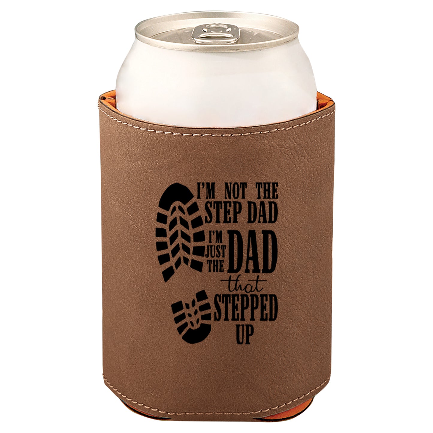 Dad That Stepped Up Leatherette Koosie-Dark Brown