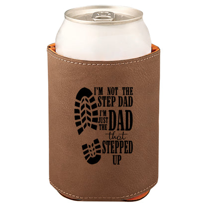 Dad That Stepped Up Leatherette Koosie-Dark Brown