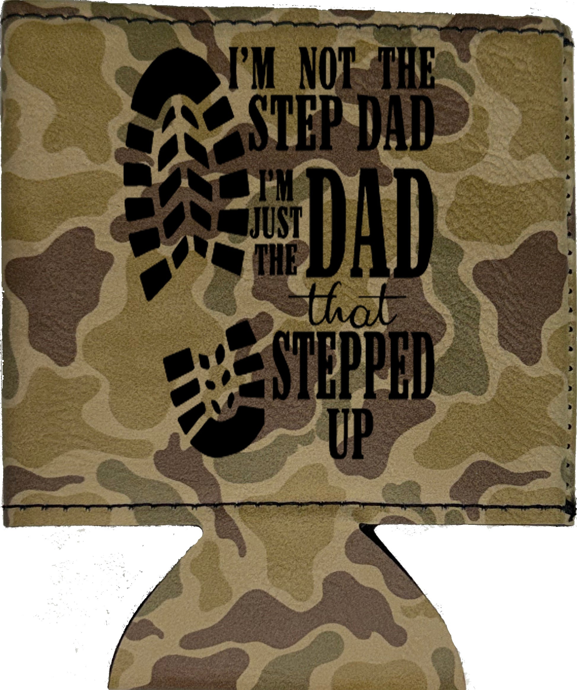 Dad That Stepped Up Magnetic Leather Koozie-Duck Camo