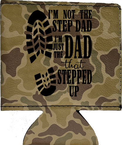 Dad That Stepped Up Magnetic Leather Koozie-Duck Camo