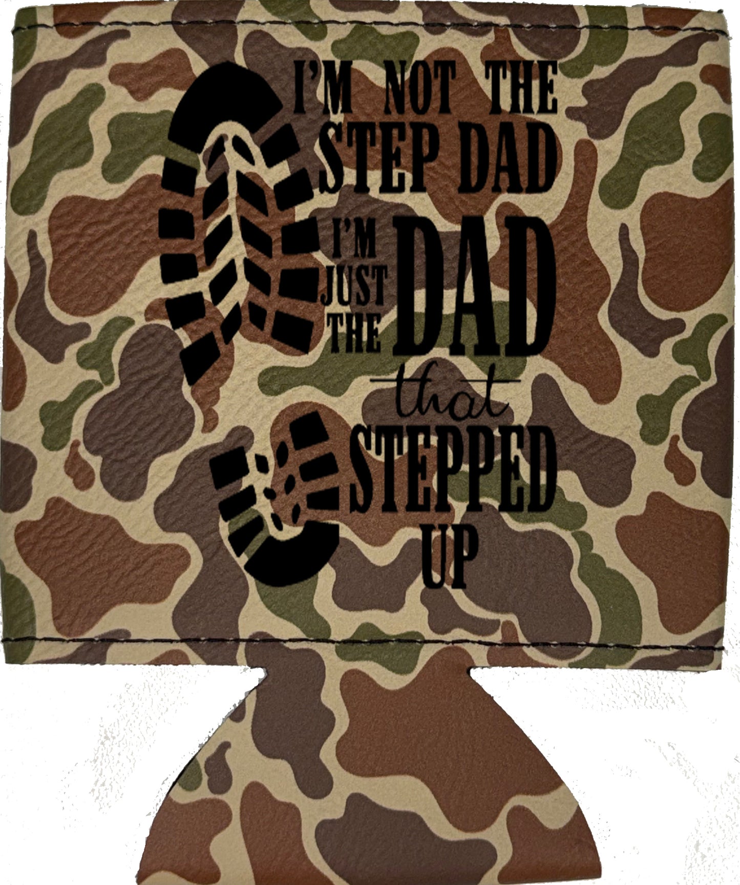 Dad That Stepped Up Magnetic Leather Koozie-Fowl Play Camo
