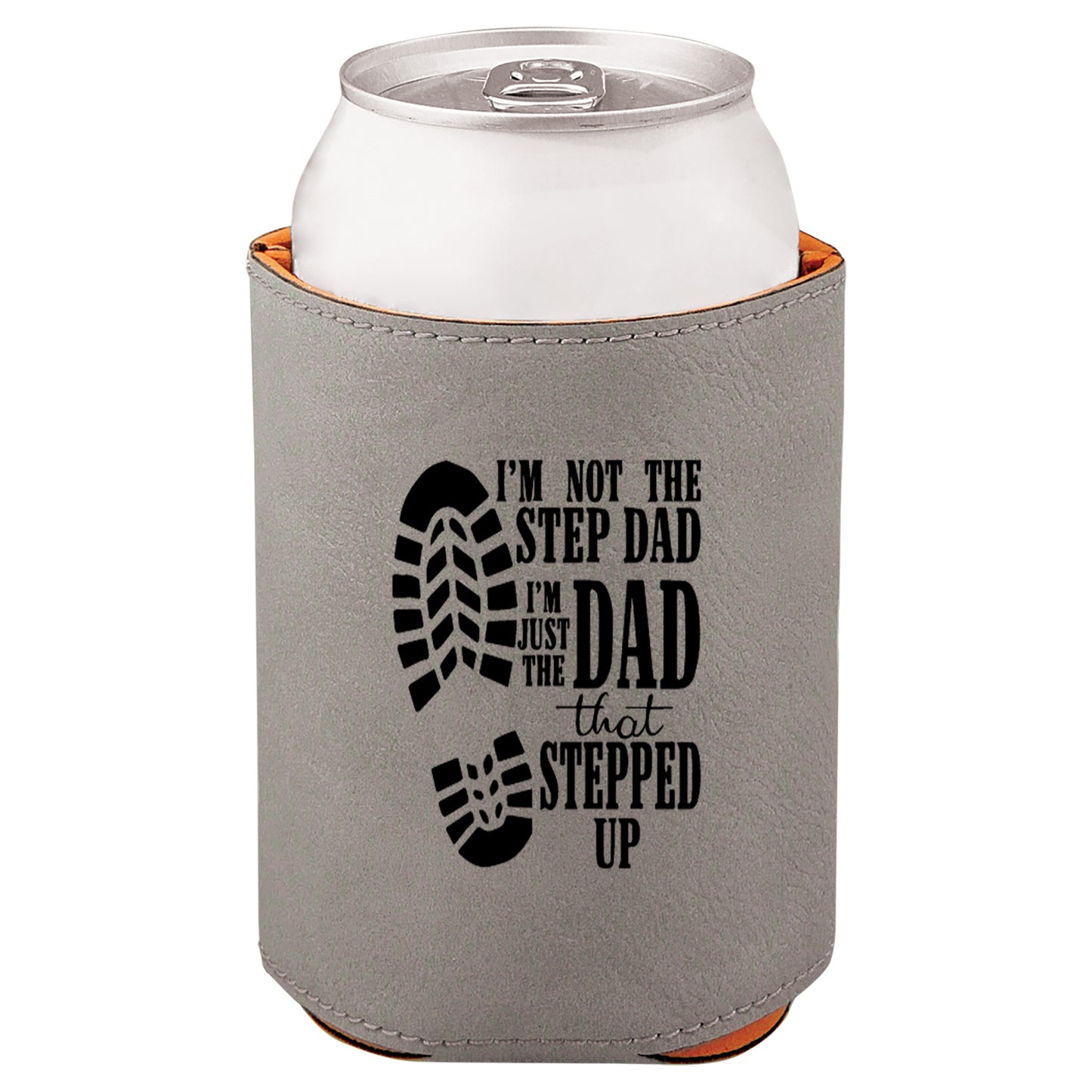 Dad That Stepped Up Leatherette Koosie-Gray