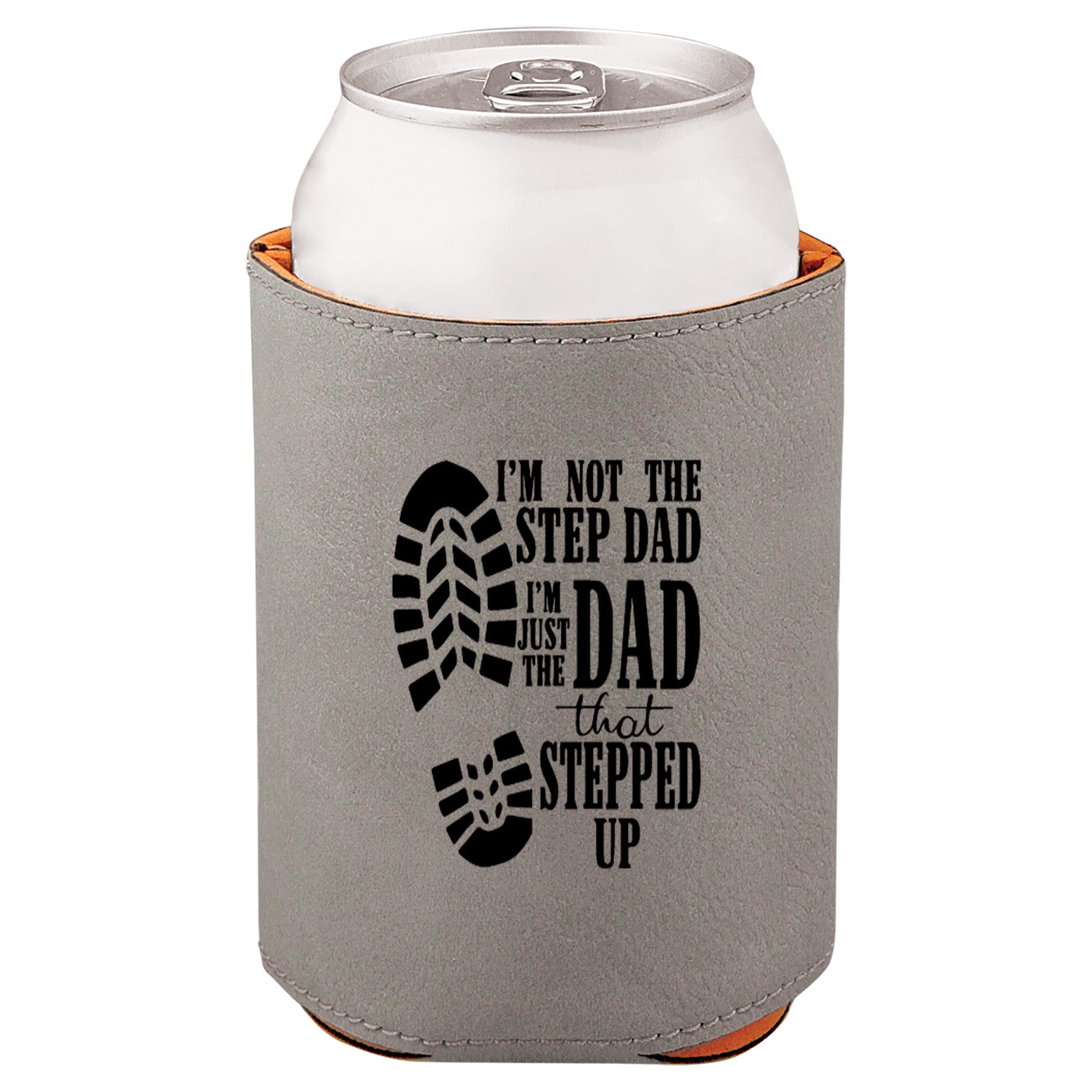 Dad That Stepped Up Leatherette Koosie-Gray