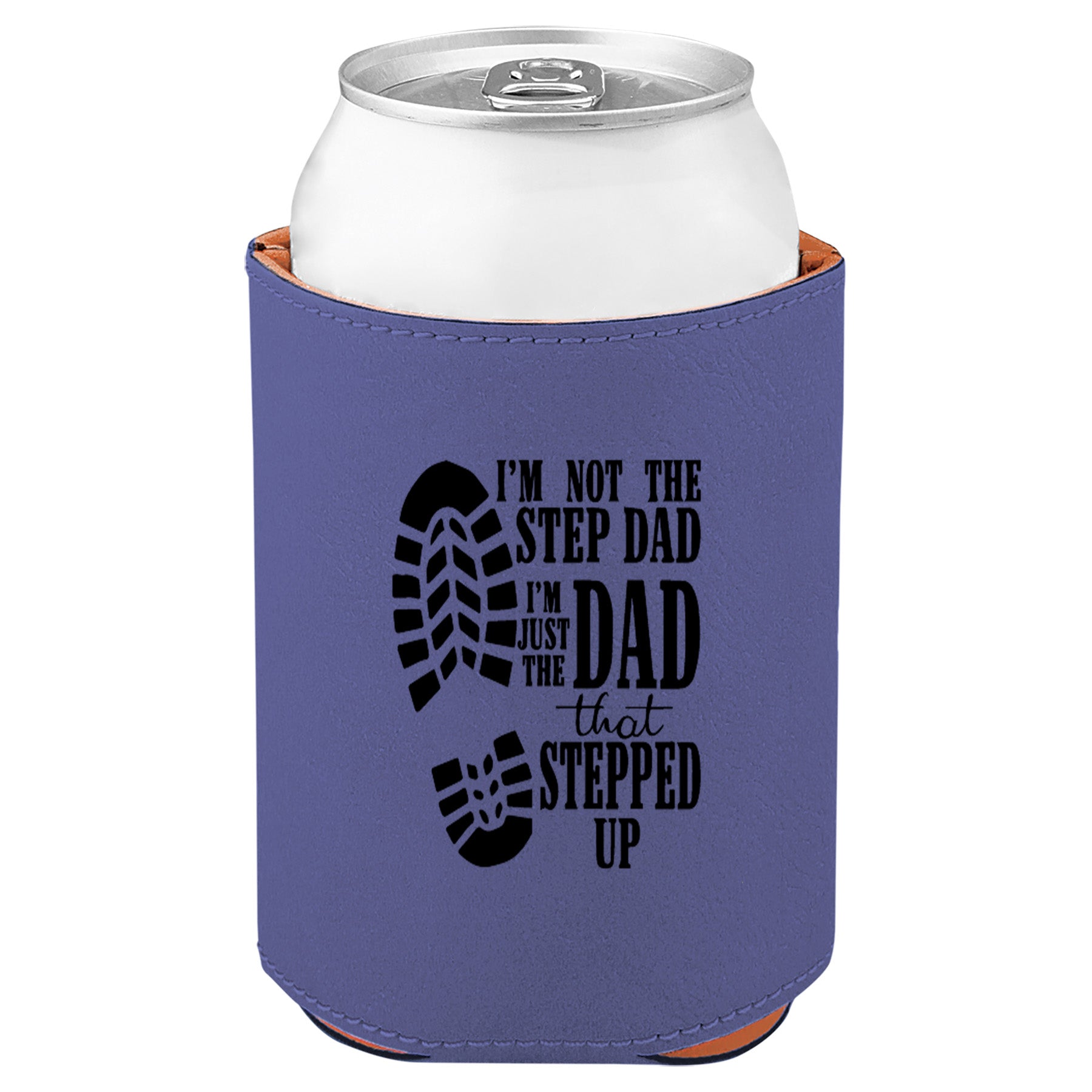 Dad That Stepped Up Leatherette Koosie-Purple