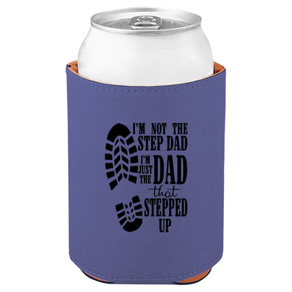 Dad That Stepped Up Leatherette Koosie-Purple