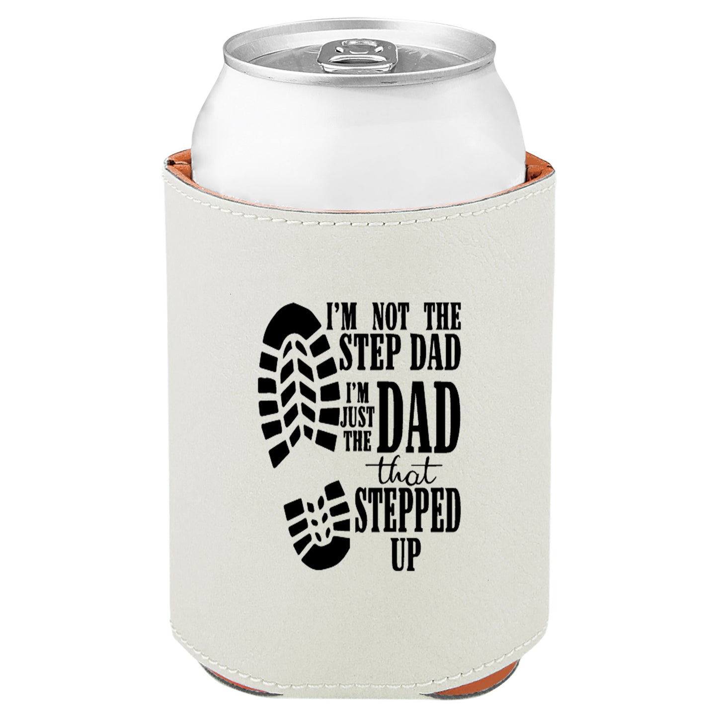 Dad That Stepped Up Leatherette Koosie-White