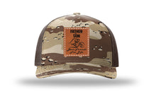 Load image into Gallery viewer, Father &amp; Son Fist Bump Leather Patch Richardson 112PFP Camo Hat
