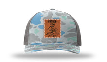 Load image into Gallery viewer, Father &amp; Son Fist Bump Leather Patch Richardson 112PFP Camo Hat
