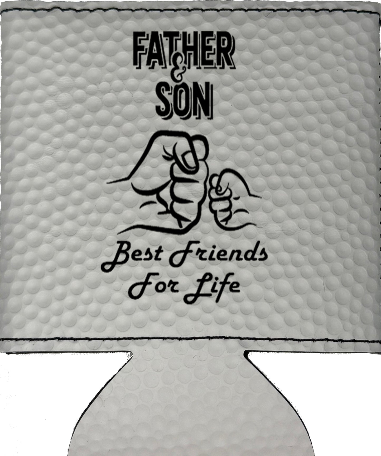 Father & Son Fist Bump Magnetic Leather Koozie-Golf Ball