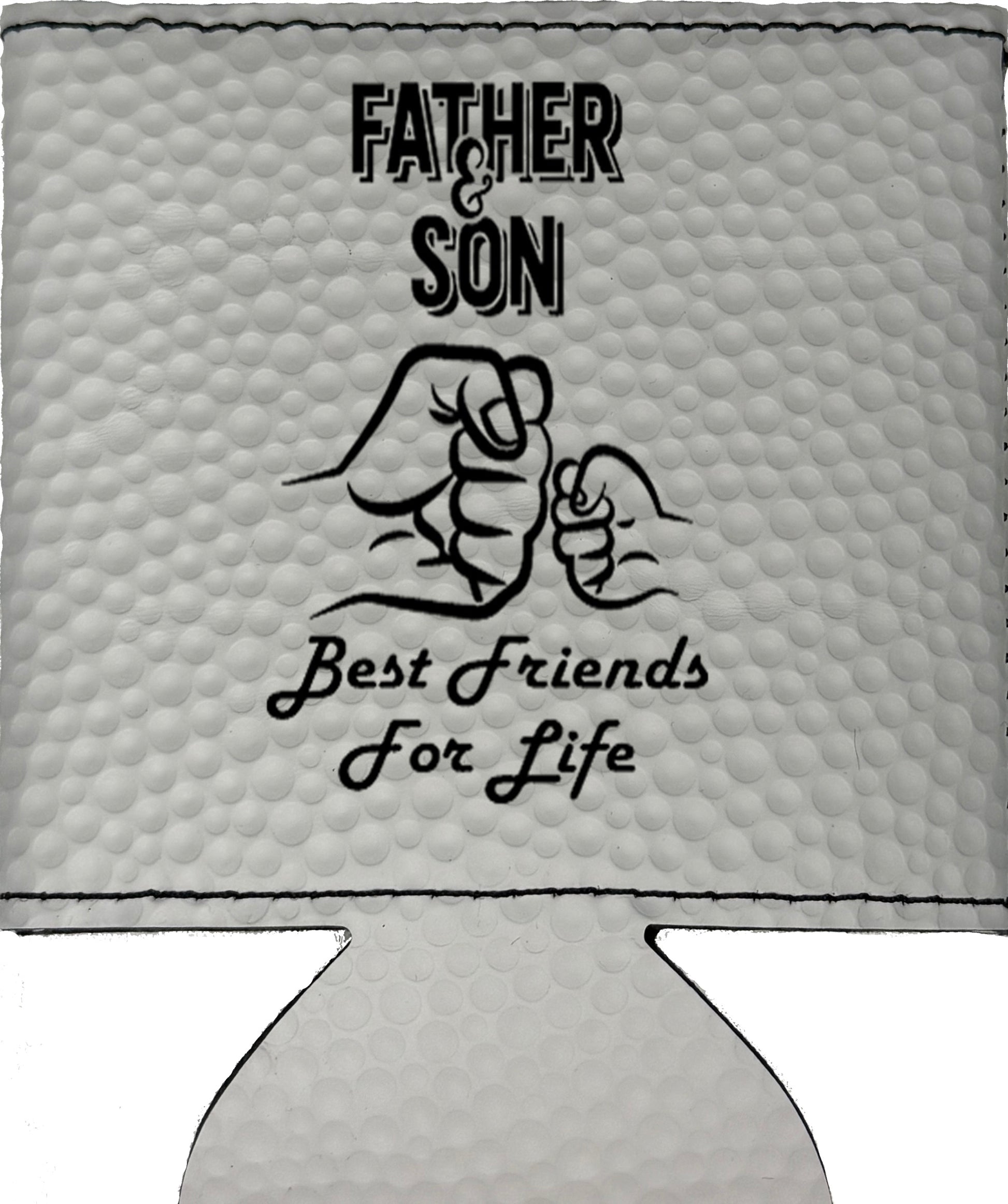 Father & Son Fist Bump Magnetic Leather Koozie-Golf Ball
