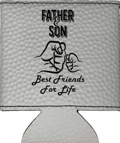 Father & Son Fist Bump Magnetic Leather Koozie-Golf Ball