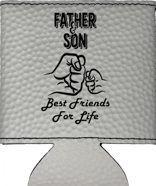 Father & Son Fist Bump Magnetic Leather Koozie-Golf Ball