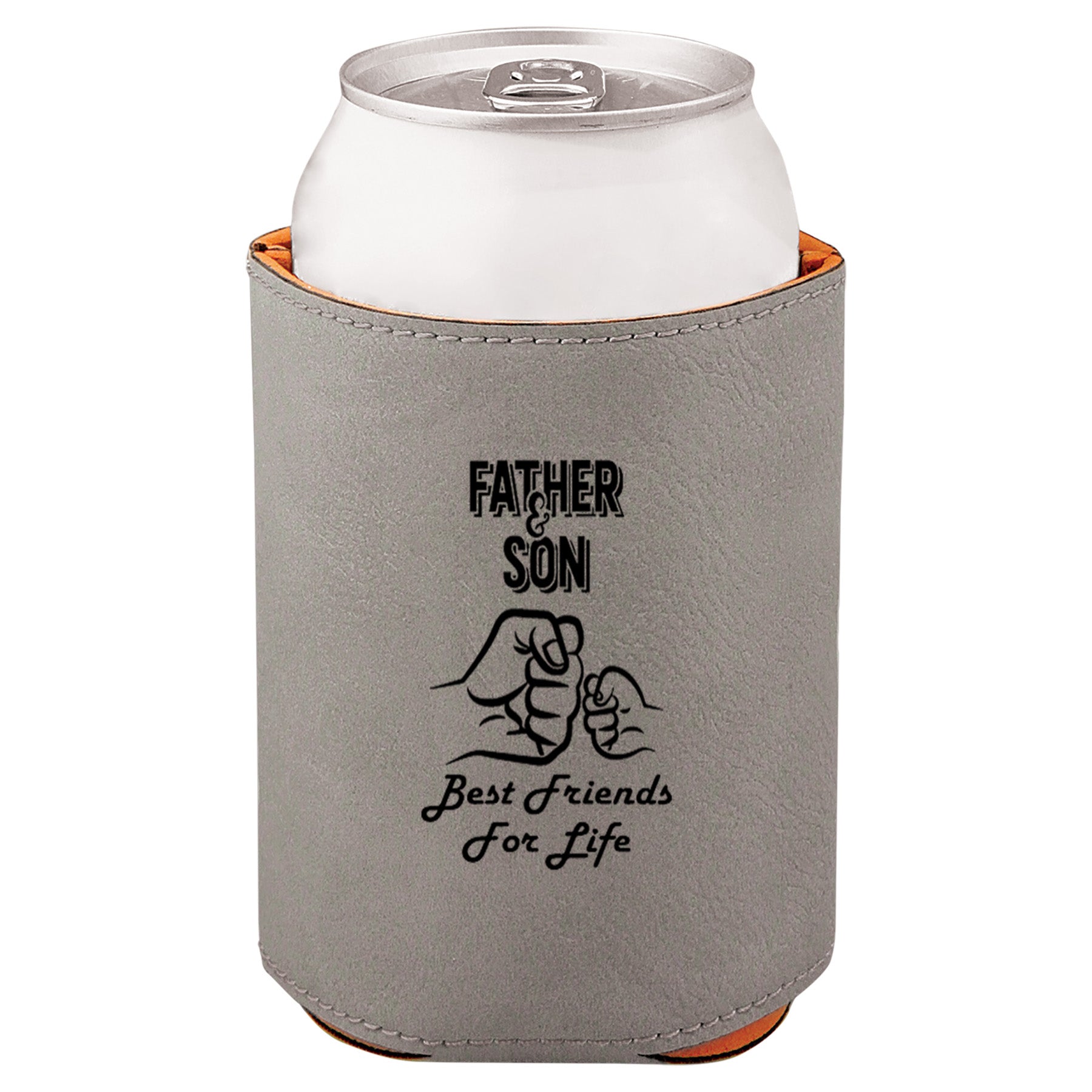 Father & Son Fist Bump Leatherette Koosie-Gray