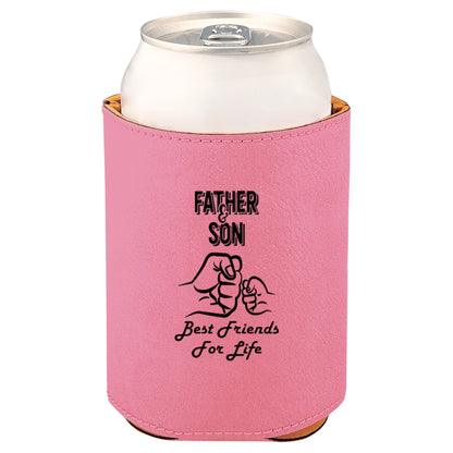 Father & Son Fist Bump Leatherette Koosie-Pink