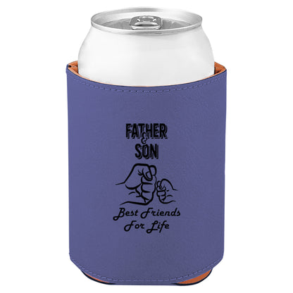 Father & Son Fist Bump Leatherette Koosie-Purple