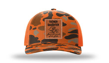 Load image into Gallery viewer, Father &amp; Daughter Fist Bump Leather Patch Richardson 112PFP Camo Hat
