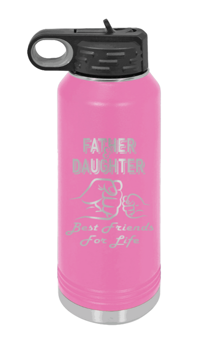 Father & Daughter Fist Bump - 32oz Water Bottle Laser Engraved- Pink