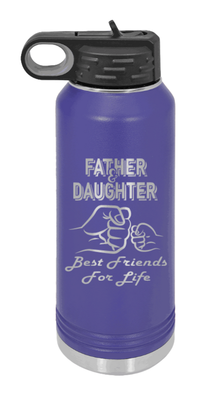 Father & Daughter Fist Bump - 32oz Water Bottle Laser Engraved- Purple
