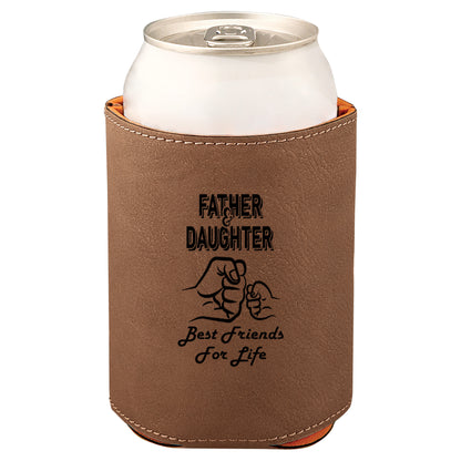 Father & Daughter Fist Bump Leatherette Koosie-Dark Brown