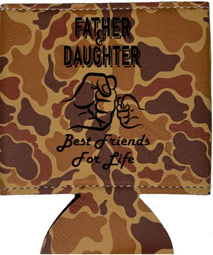 Father & Daughter Fist Bump Leatherette Koosie-Drake Duck Camo