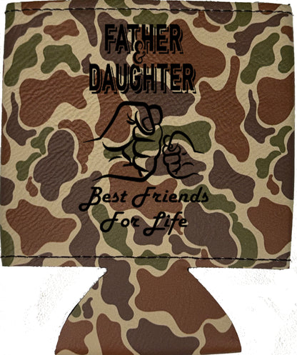 Father & Daughter Fist Bump Magnetic Leather Koozie-Fowl Play Camo