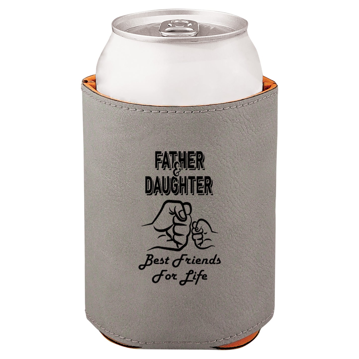 Father & Daughter Fist Bump Leatherette Koosie-Gray