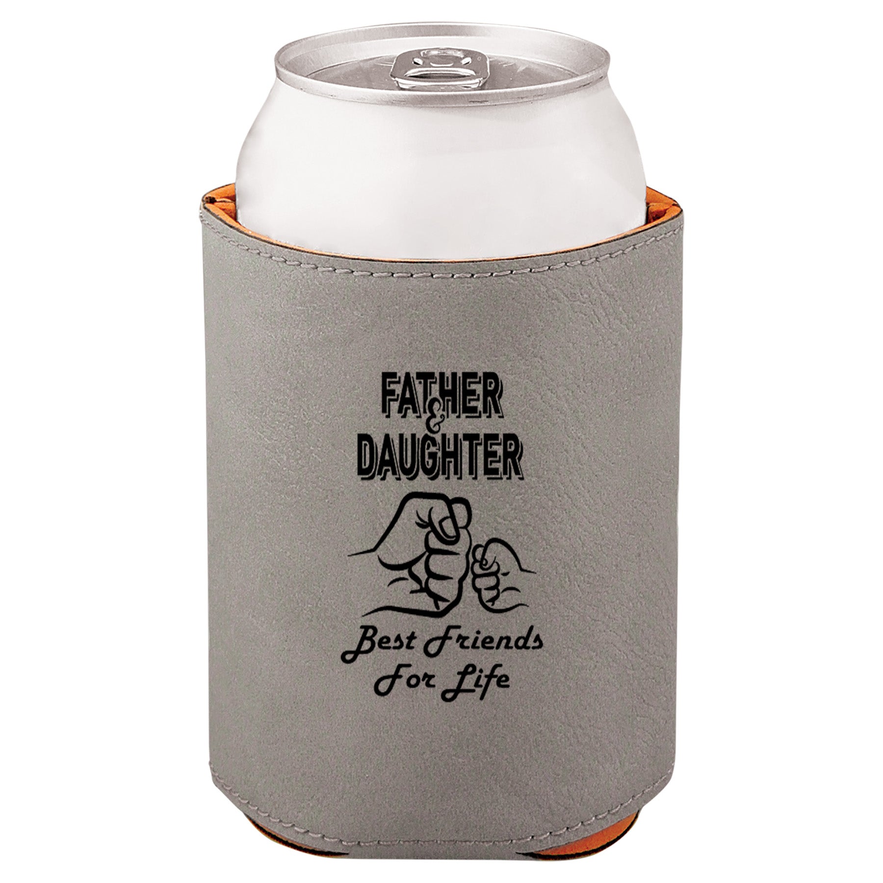Father & Daughter Fist Bump Leatherette Koosie-Gray