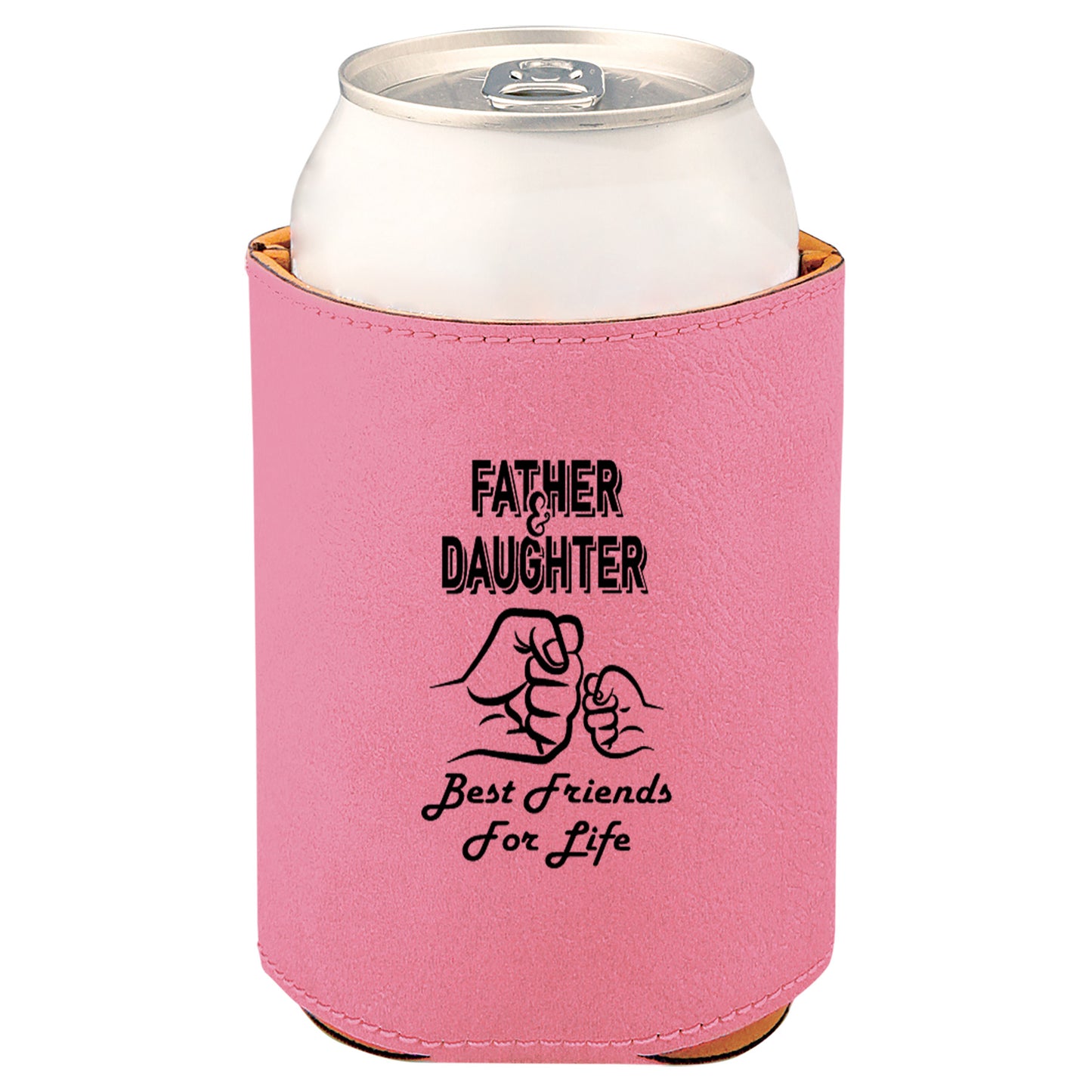 Father & Daughter Fist Bump Leatherette Koosie-Pink