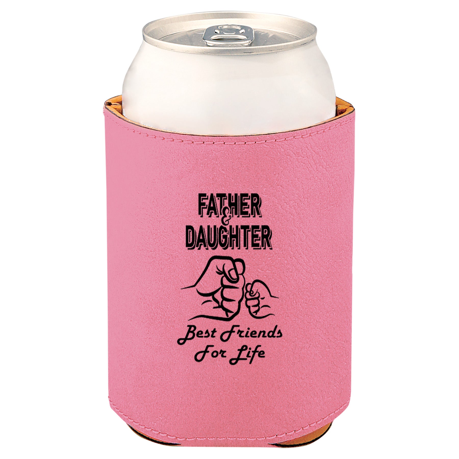 Father & Daughter Fist Bump Leatherette Koosie-Pink