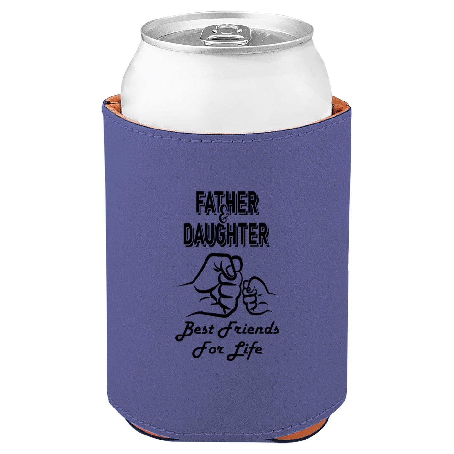 Father & Daughter Fist Bump Leatherette Koosie-Purple