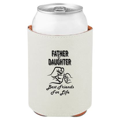 Father & Daughter Fist Bump Leatherette Koosie-White