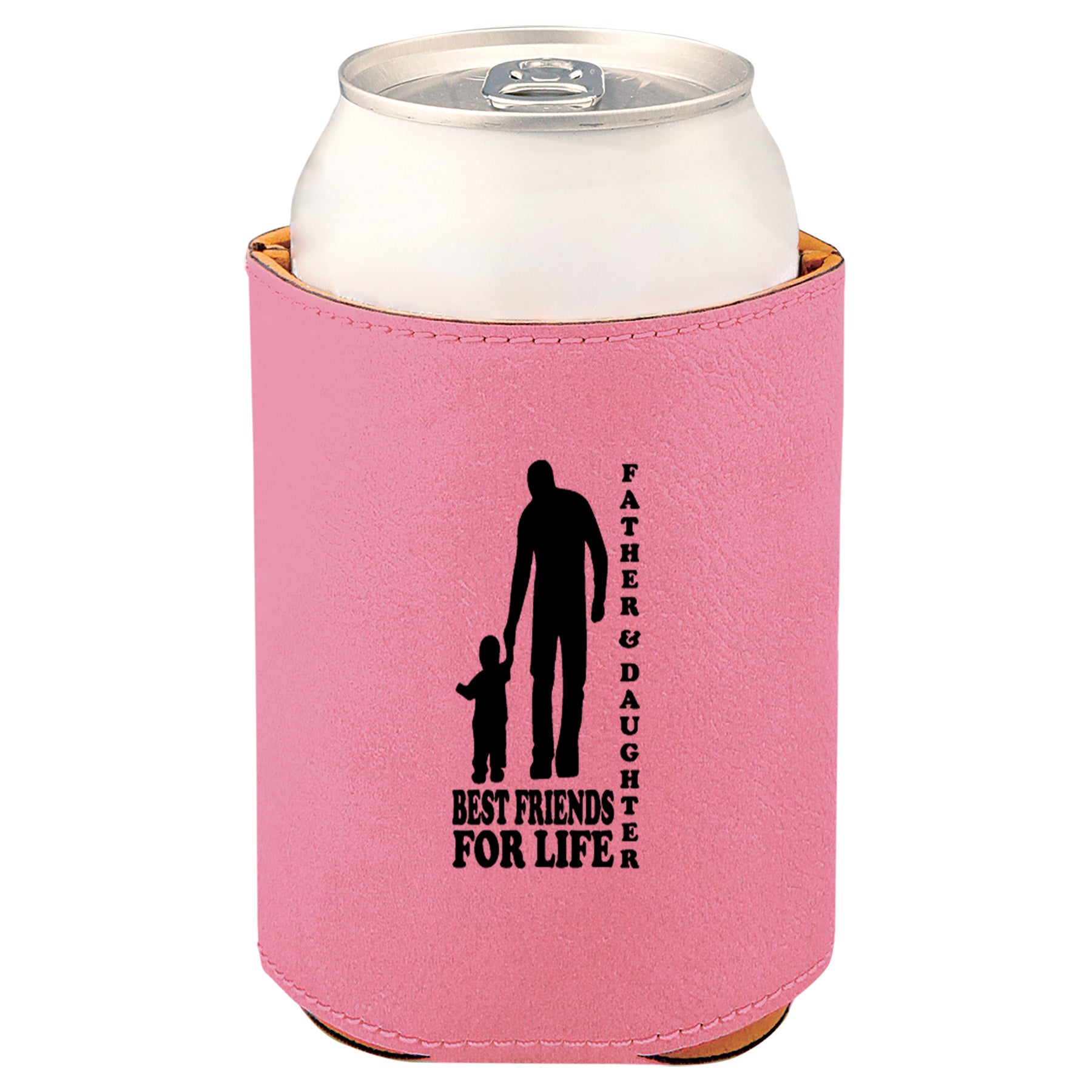 Father & Daughter Best Friends Leatherette Koosie-Pink