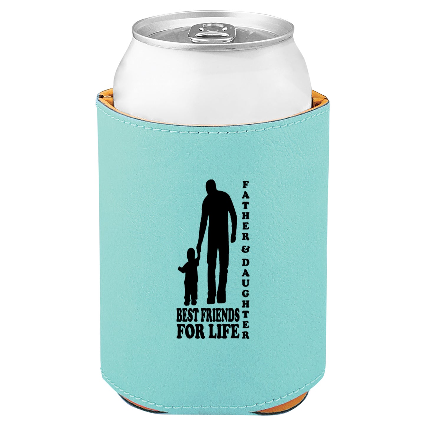 Father & Daughter Best Friends Leatherette Koosie-Teal