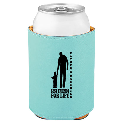 Father & Daughter Best Friends Leatherette Koosie-Teal
