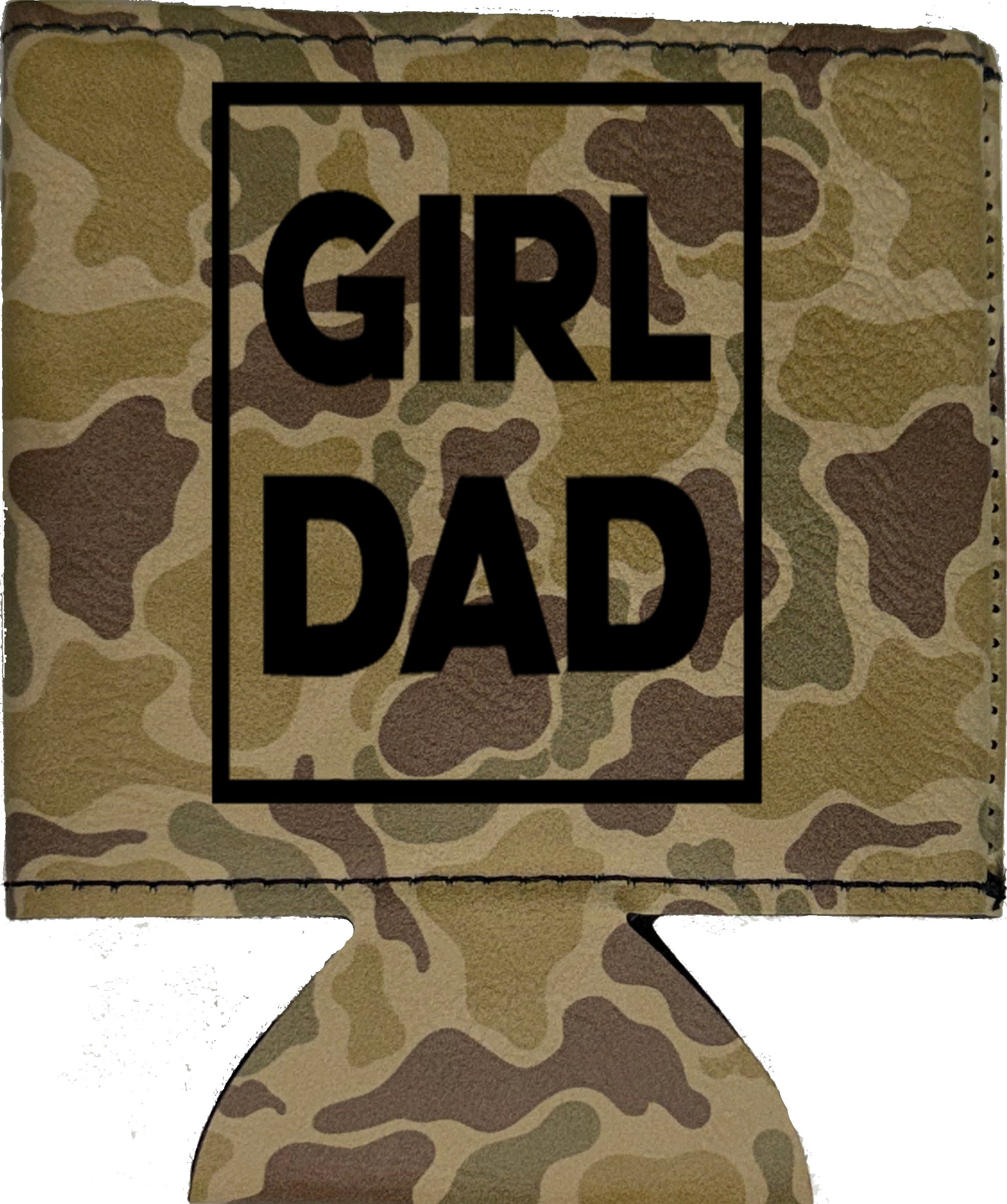 Girl Dad Magnetic Leather Koozie-Duck Camo