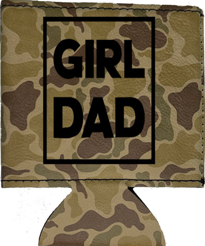 Girl Dad Magnetic Leather Koozie-Duck Camo