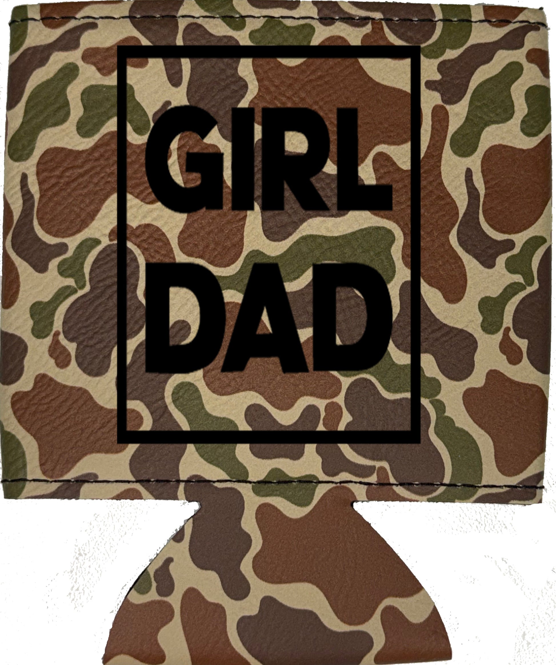 Girl Dad Magnetic Leather Koozie-Fowl Play Camo