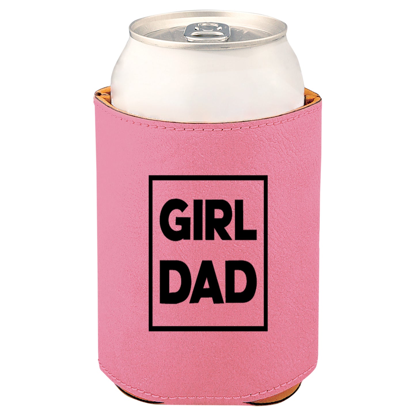 Girl Dad Leatherette Koosie-Pink
