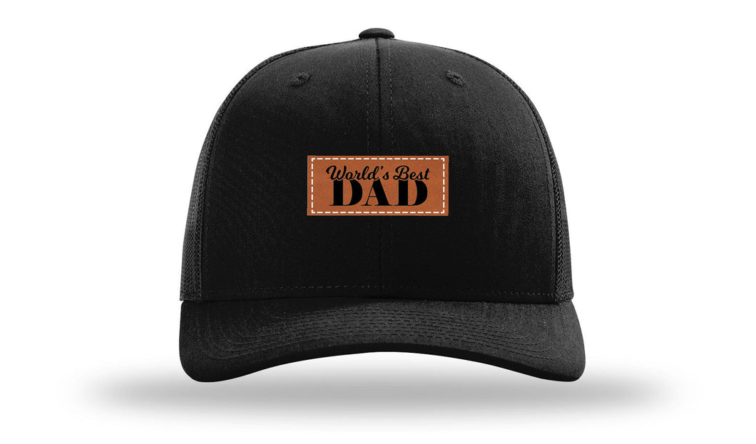 World's Best Dad Leather Patch Richardson 112 Hat