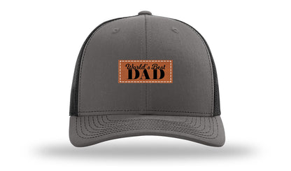 World's Best Dad Leather Patch Richardson 112 Hat