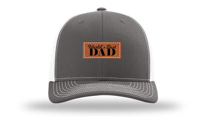 World's Best Dad Leather Patch Richardson 112 Hat